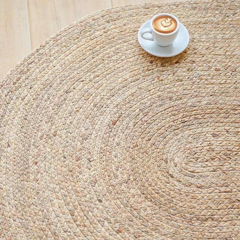 HHDD new environmentally friendly handmade aquatic plant woven carpet oval living room tea table bedroom aquatic plant floor mat