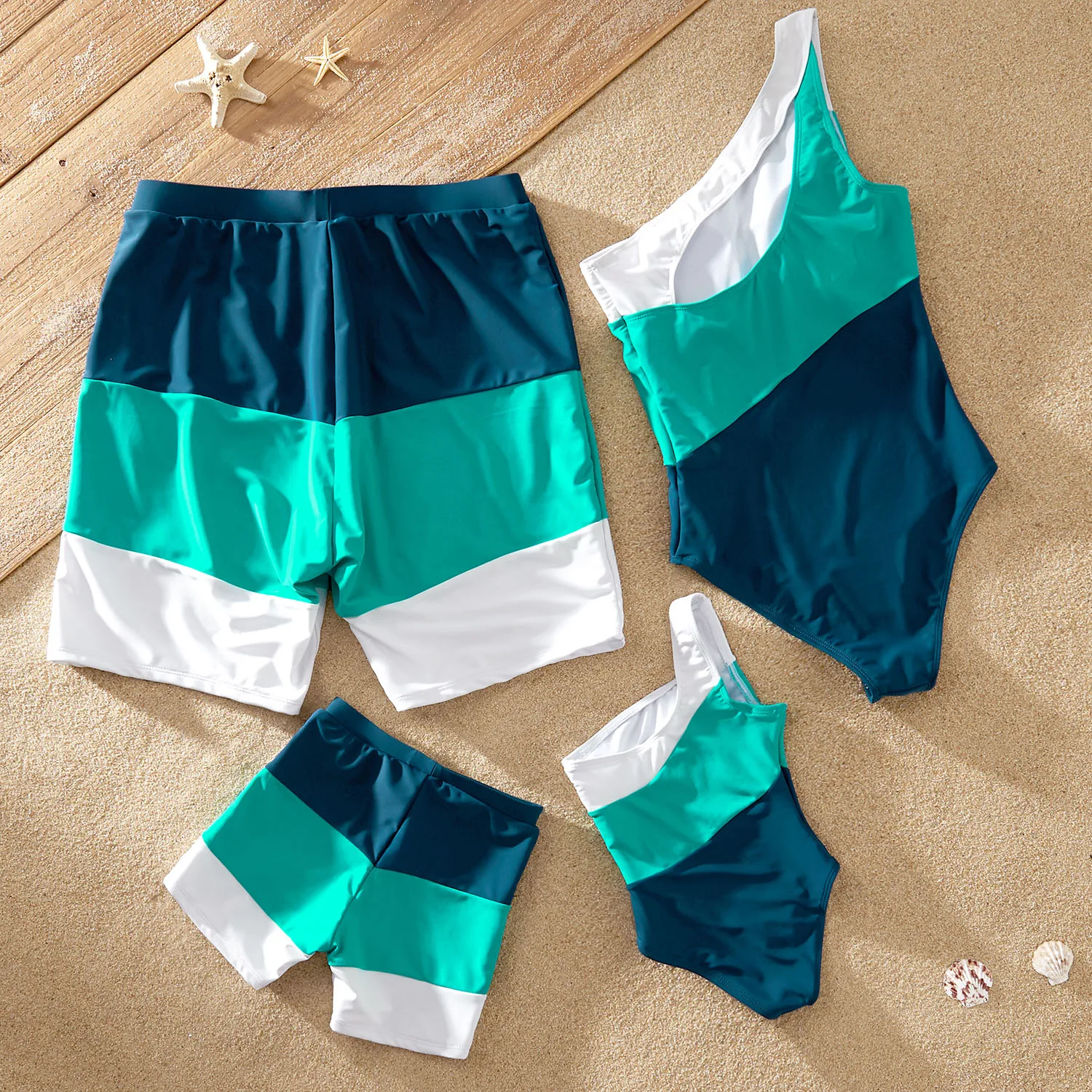 PatPat Summer Swimsuit Family Matching Outfits Swimsuits Color Block One-piece Family Look Holiday Beachwear