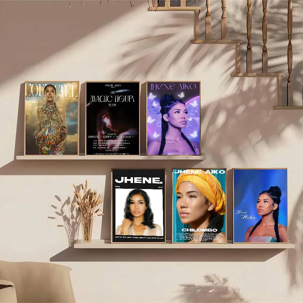 Singer Jhene Aiko Trip Song Self-adhesive Art Poster Fancy Wall Sticker for Living Room Bar Decoration Vintage Decorative