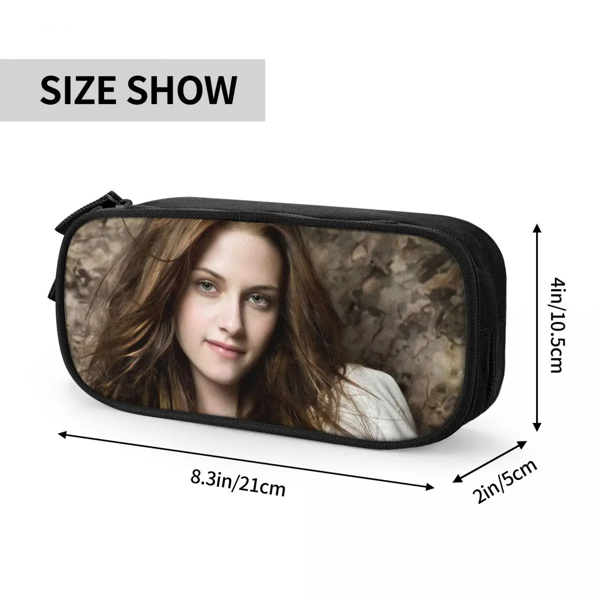 Kristen Stewart Pencil Case Creative The Twilight Saga Bella Pen Box Bags for Student Large Storage Office Zipper Pencilcases