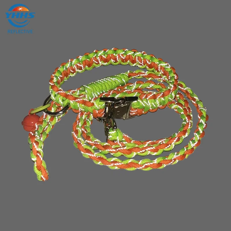 120cm Reflective Dog Leash Durable Double Color High Visibility Dog Collar Safety Reflective Design for Night Walking