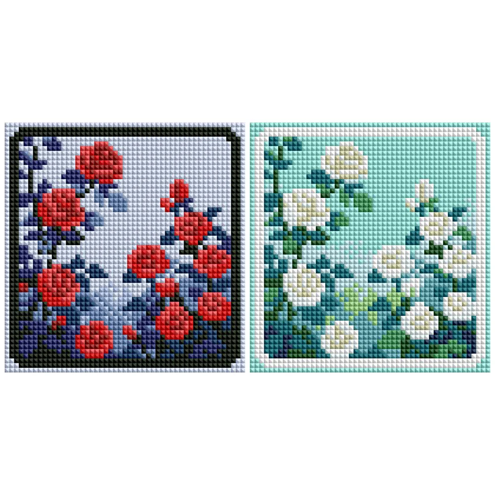 

Minigem™ Rose Garden 5" x 5" 5D DIY Resin Square Diamond Painting Kit (2-Piece Set) - White & Red Rose Garden Mosaics for Home