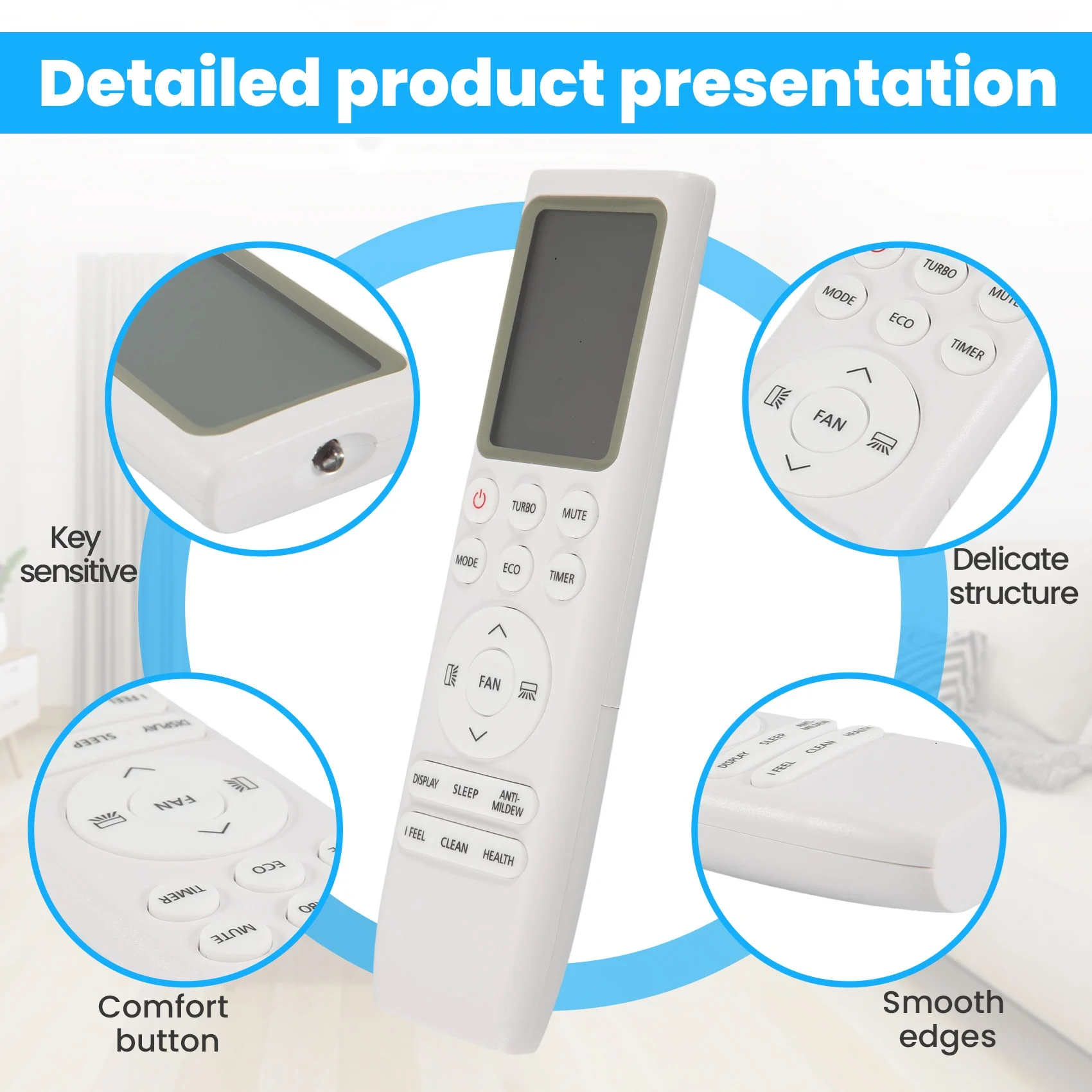 ABUO Air Conditioner Remote Control Replacement for POYAL OFAAH, Durable ABS Material, Easy to Use