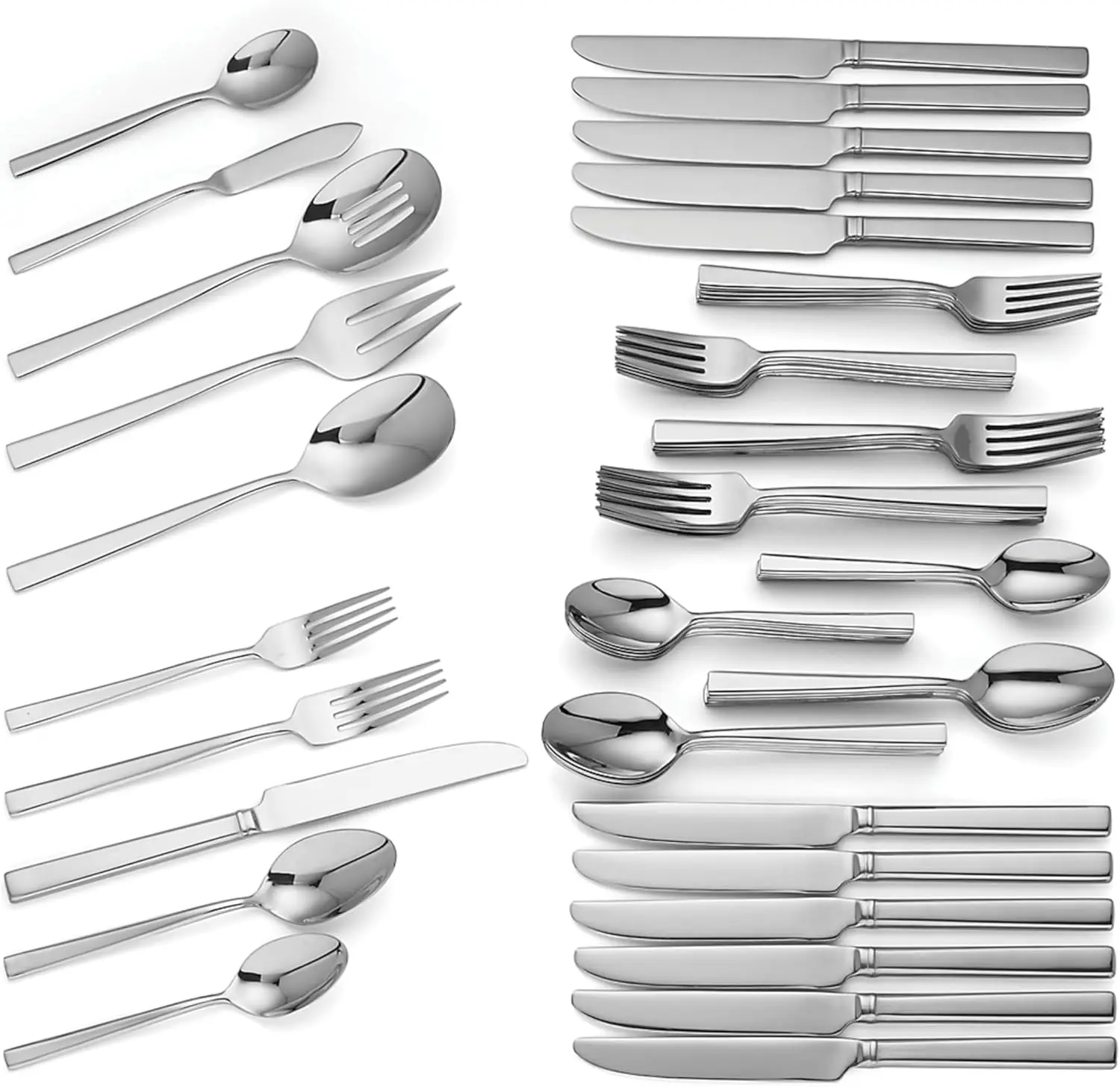 Ensemble de couverts argentés de 65 pièces, ustensiles de salle à manger élégants pour la maison et les fêtes