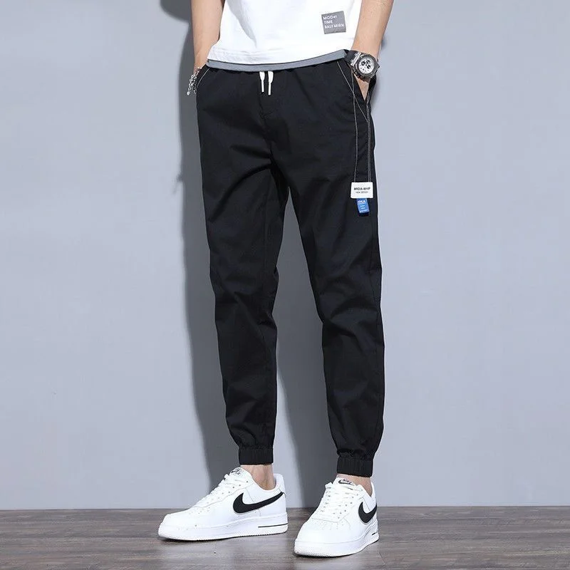 Comfortable Simplicity Casual Pants Loose Elastic Waist Lacing Spring Summer Drawstring Fashion Young Style Men\'s Clothing2023