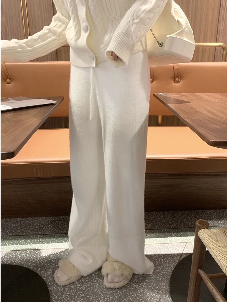 

Женские вязаные брюки LXLILIUM с широкими штанинами, осенне-зимние, из утолщенной искусственной норки, повседневные, модные