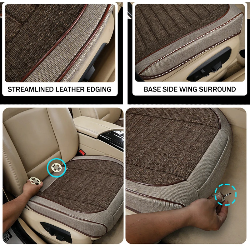 Universal Linen Full Set Car Seat Covers 360° Surround Front Rear Seat Cushion Wear-Resistant Pad Cover Car Interior Accessories view 6