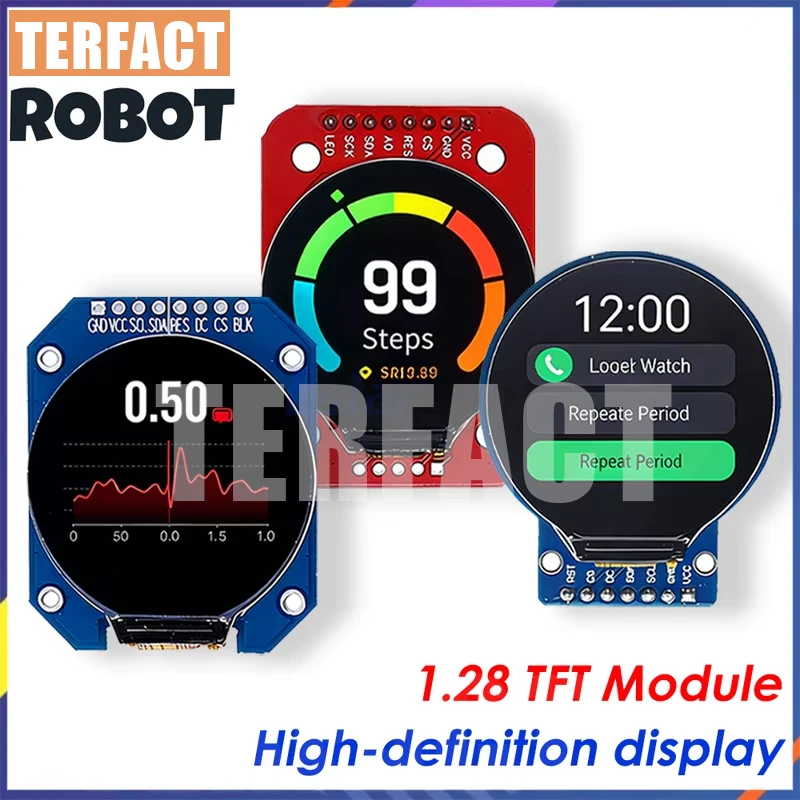 TFT Display 1.28 Inch TFT LCD Display Module Round RGB 240*240 GC9A01 Driver 4 Wire SPI Interface 240x240 PCB TERFACT ROBOT