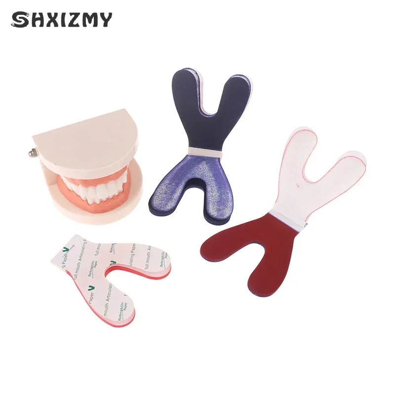 

2books/Box Disposable Dental Articulating Paper Double Y Type Blue Red Bite Paper Dental Materials Supplies