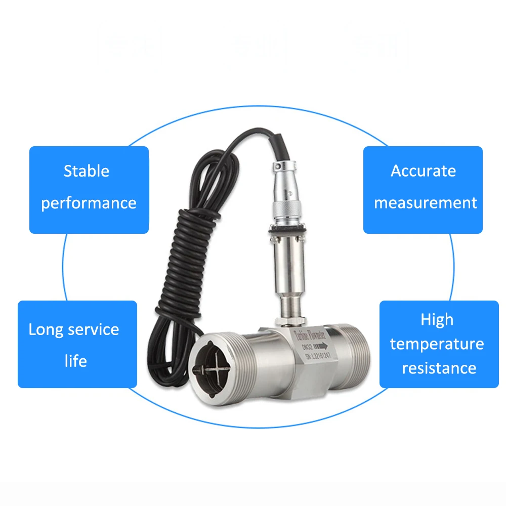 DN50 Liquid Turbine Flowmeter Flowmet Water diesel Lubricating Oil Integrated Threaded Clamp Flange Turbine Flow Meter