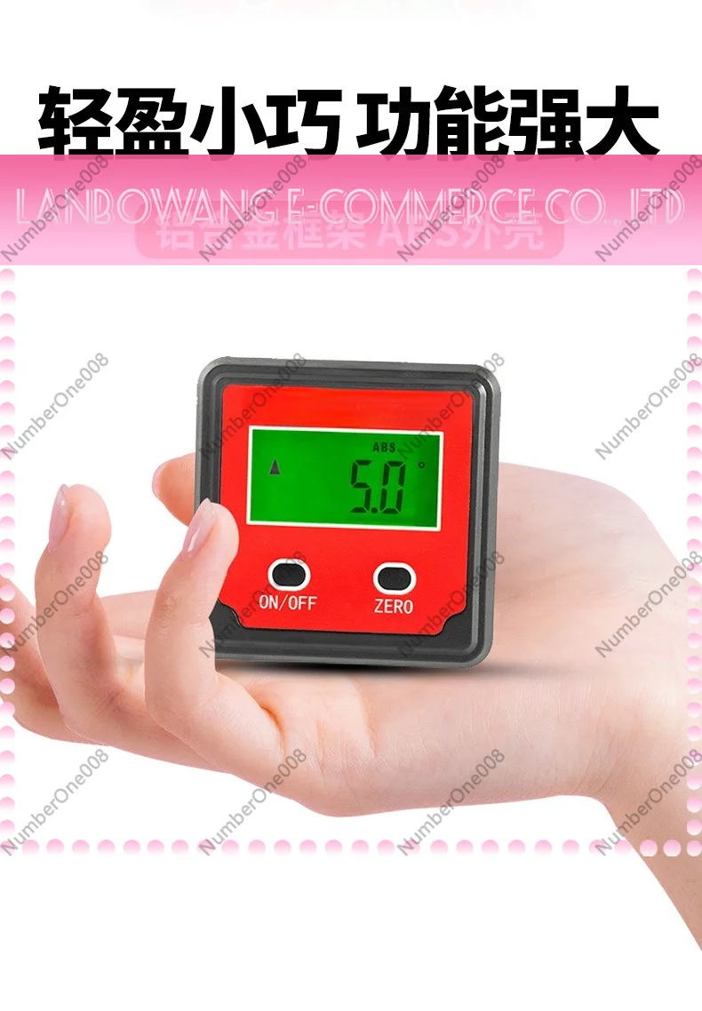 Digital Magnetic Inclinometer 360°， Electronic Angle Finder Level Meter Measuring Tools with High Precision