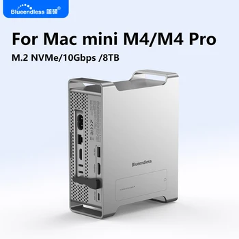 Blueendless Mac Mini M4 / M4 Pro Docking Stand with M.2 NVMe SSD Enclosure – 4K 60Hz HDMI, USB Hub