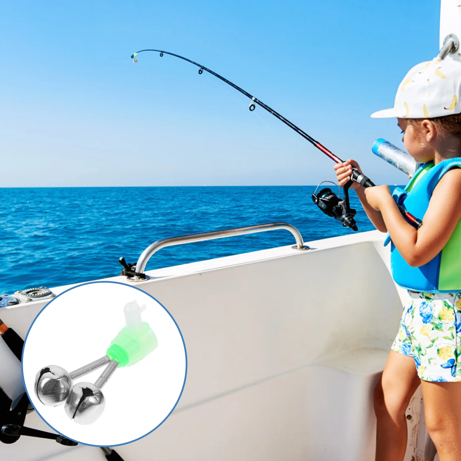 5 Pcs Premium Fishing Rod Bells Dual Alert Bells for Complete Darkness Fishing