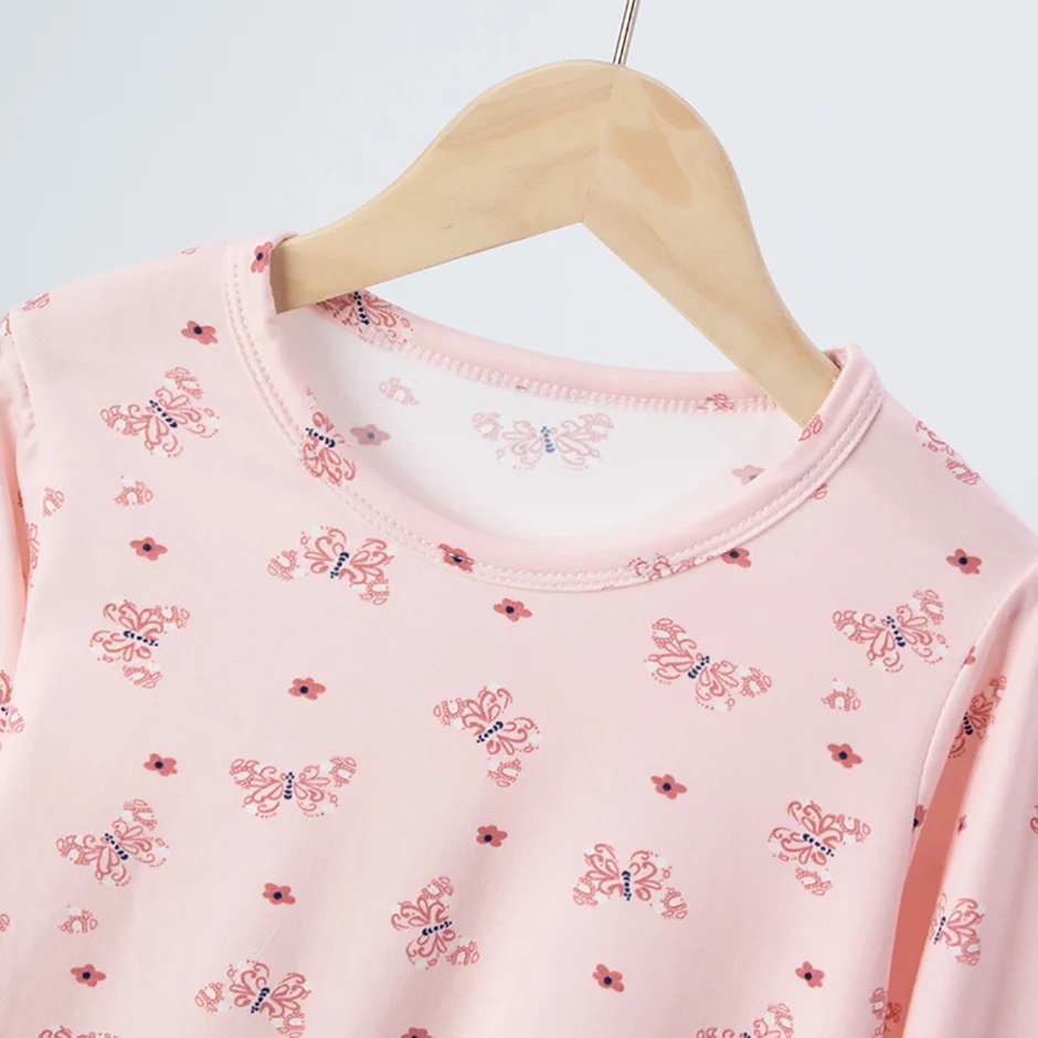 2-teiliges Herbst- und Winter-Mädchen-Set, süß und niedlich, langärmeliges Set, bequemes Unterhemd für Kinder, Hose mit elastischem Bund, Heimset – Detail 15