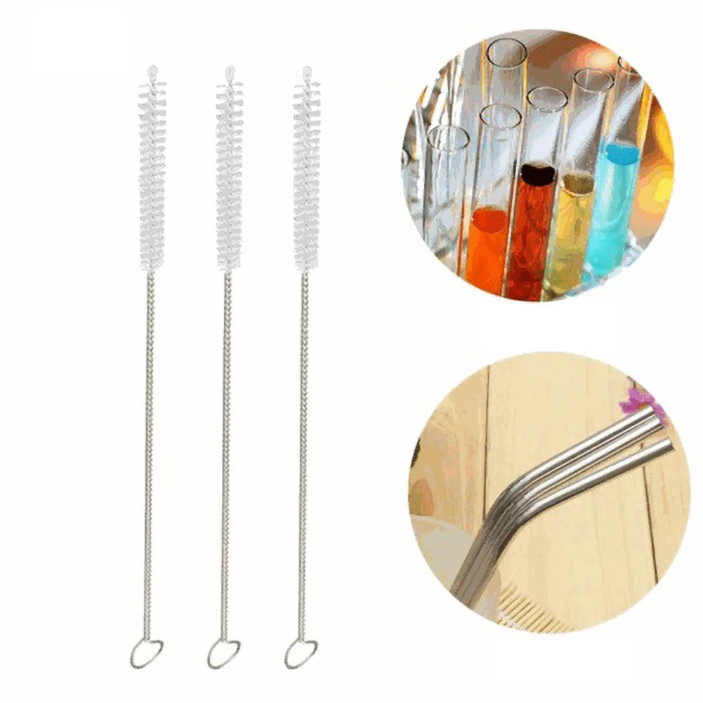 

1PC Bottle Clean Brush Stainless Steel Soft Hair Brush Pipette Straws Brush Multipurpose Household Cleaning Tools 20 cm Brush