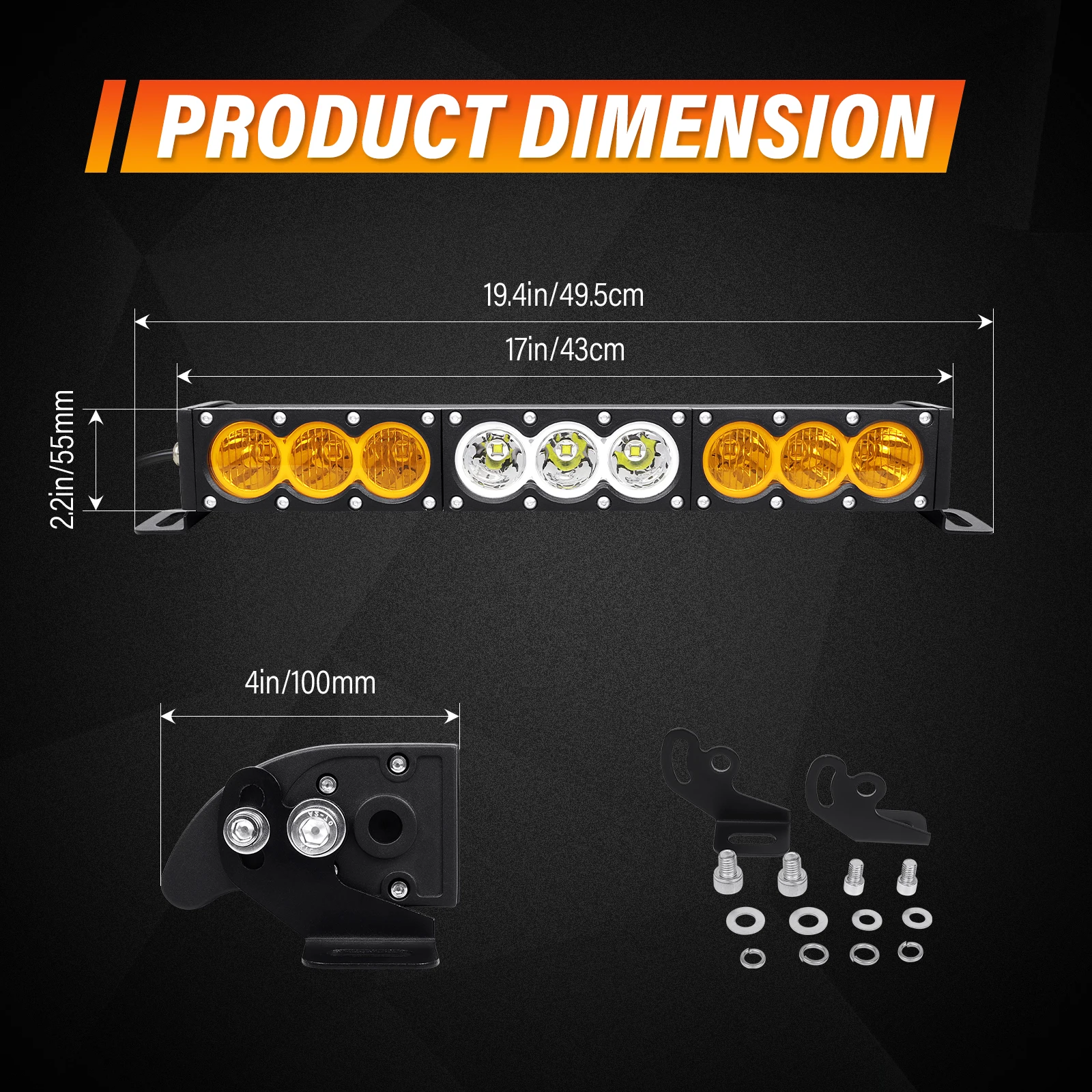 6-54 inch 30-300W LED Bar 4x4 with 12v Wire Harness Kit, LED Light Bar for Offroad Vehicles Trucks ATV, Amber White Fog Light
