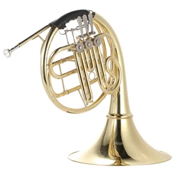 Bb Single French Horn 3 Key Brass Gold Lacquer Single-Row Split French Horn Wind Instrument with Mouthpiece Carry Case