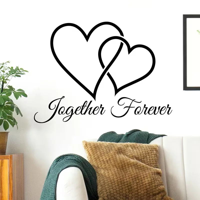 1 Set of Double Heart Wrapped Wall Stickers with Romantic Love Theme Decorative Stickers, Self-Adhesive And Detachable PVC Mater