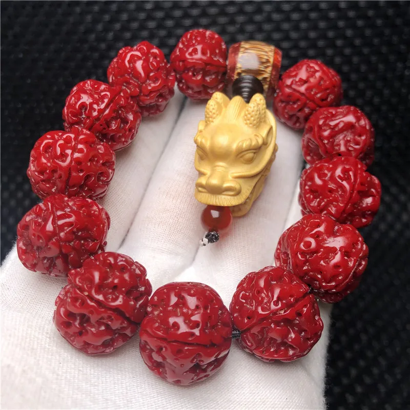 Handmade Artist Creation Nepal 5 Mukhi Rudraksha Bodhi Seeds Bracelet Machine Brush Distressed King Kong StylediyAccessories