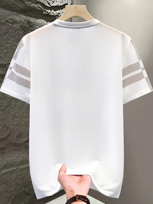 

Ice Silk ort Sve T-irt Men's Summer New plus Size round Ne f Sve Trendy Thin Top Youth Faion Polyester Fiber