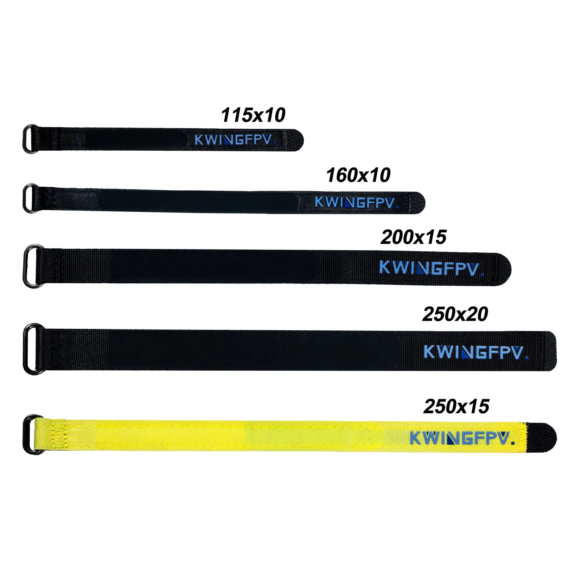 3PCS KWINGFPV Sticker Tape Kevlar / Nylon Lipo Battery Strap Belt Reusable Cable Tie Wrap for FPV RC Battery Battery Straps