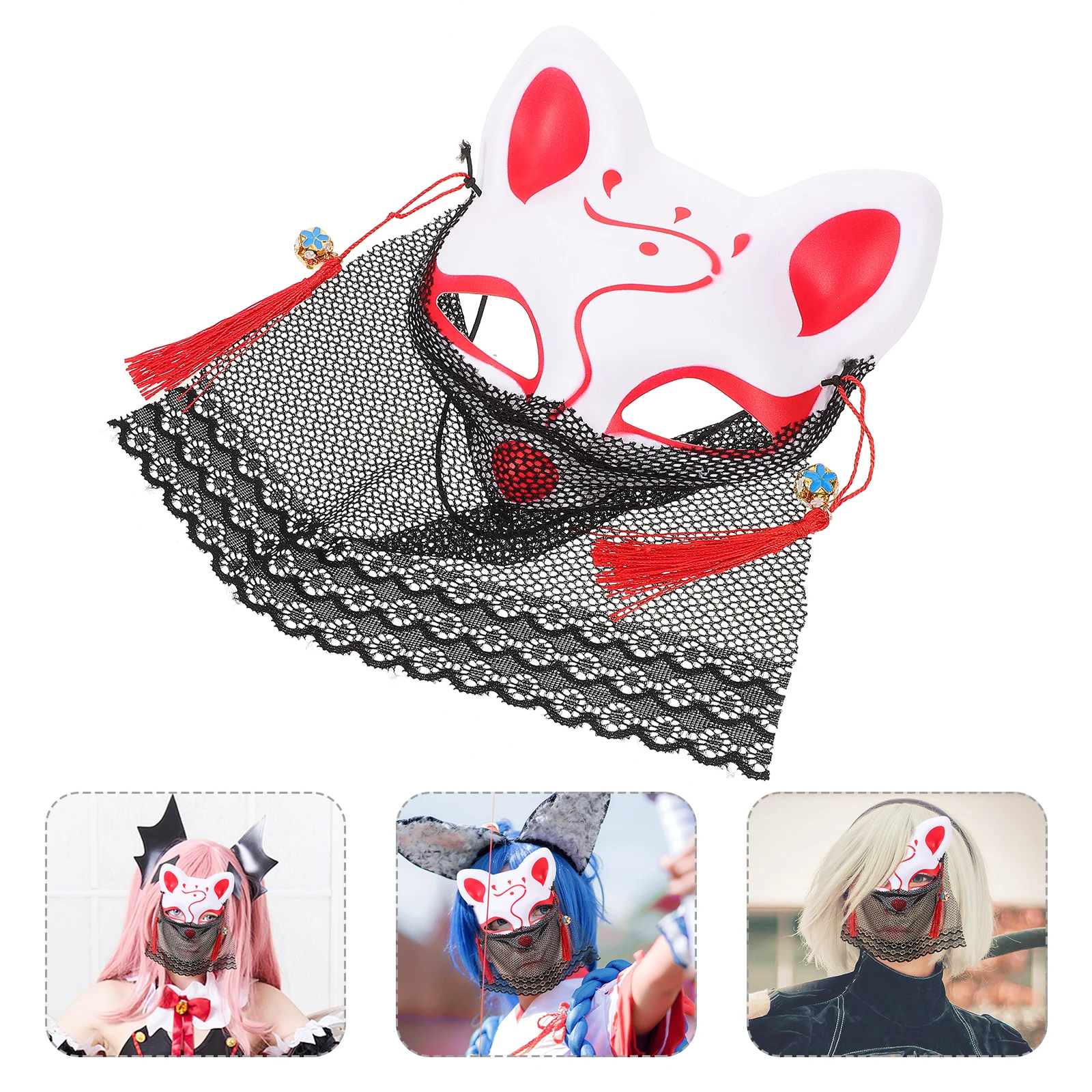 قناع وجه قطة من الدانتيل للهالوين أقنعة ثعلب لحفلات تنكرية ثعالب بلاستيكية مزخرفة ملكة جمال