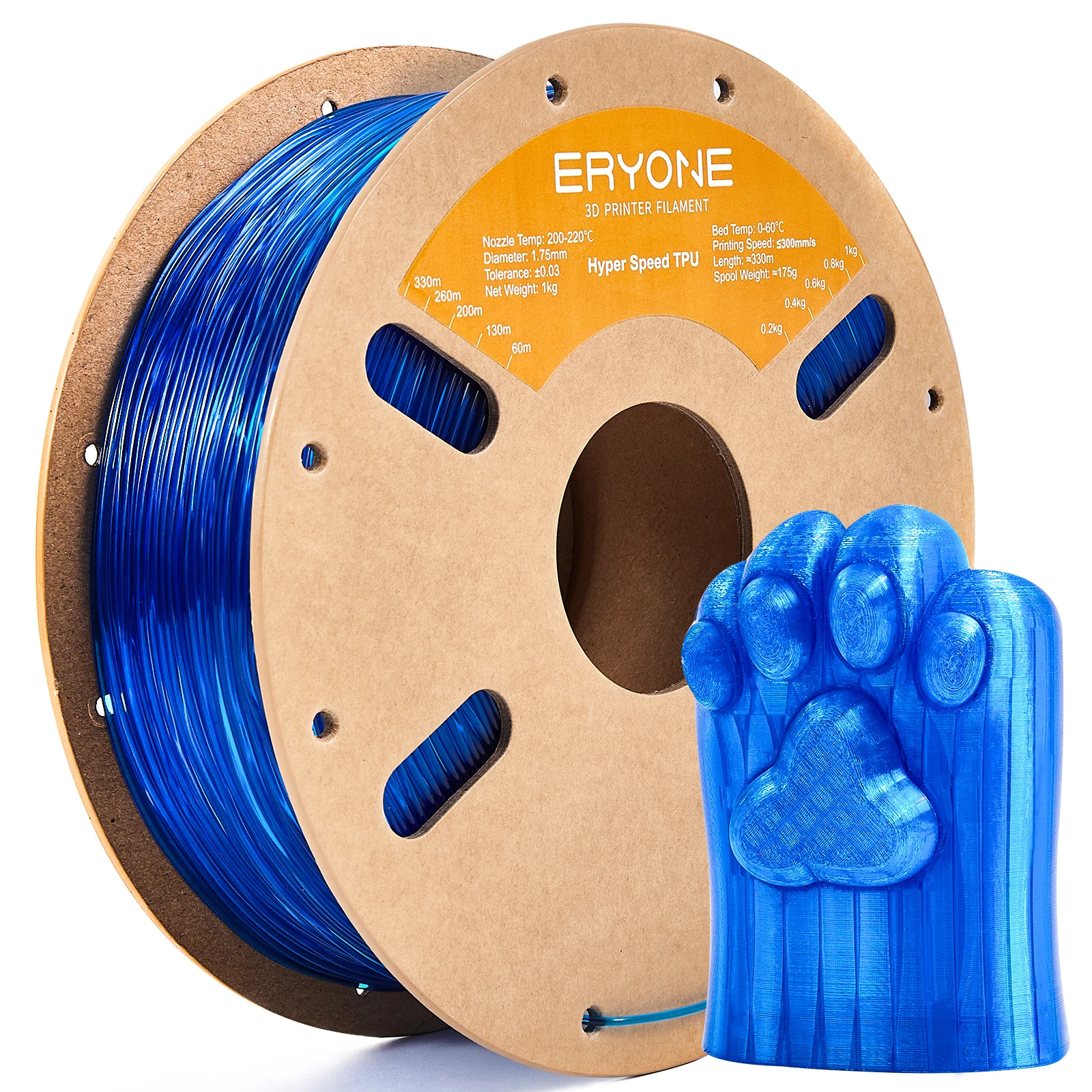 ERYONE TPU-Filament, Hochgeschwindigkeits-Filament, TPU, flexibles 3D-Drucker-Filament, 1 kg, Hyper-Speed-TPU-Filament, 3D-Druckfilament