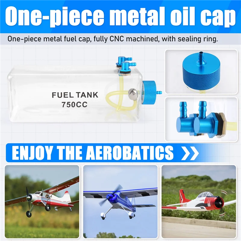 AS96-Serbatoio carburante Benzina Bottiglia di plastica trasparente CNC per aereo RC a gas e Nitro