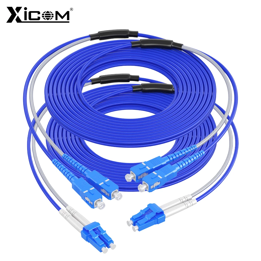 Xicom Armored Fiber Optic Patch Cord Singlemode Duplex LC-LC SC-SC Flame Retardant Rodent Resistant Kevlar FTTH 1m-30m