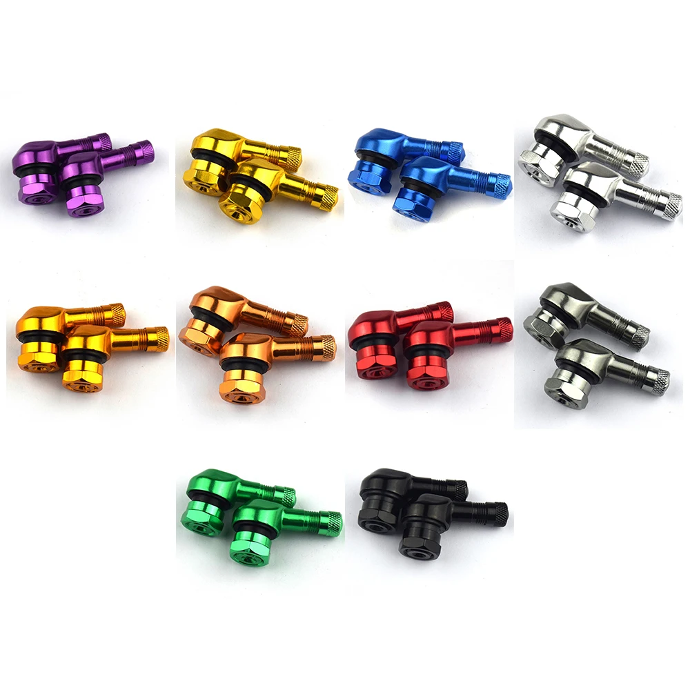 2Pcs Motorcycle Valve Stems CNC Aluminum 90 Degree Valve Stems Ncy Leak-Proof Vacuum Tire Valve TWPO Fits Most Motorcycles