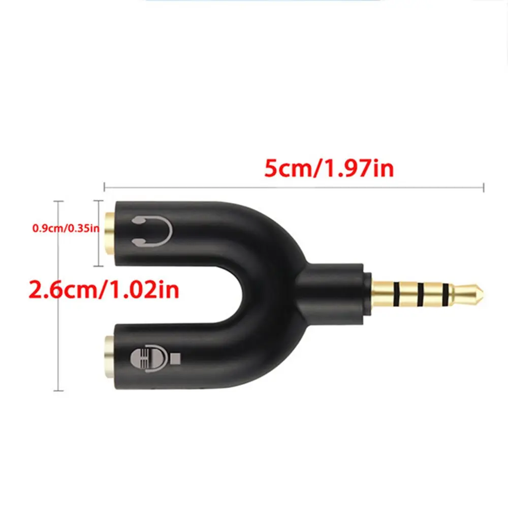 3,5 mm Kopfhörer-Mikrofon-Splitter-Adapter, U-förmig, Stereo, 3,5 mm, 1 bis 2, Audio-Splitter-Adapter für PS4, PC, Laptop, Ohr-Headset-Kabel – Detail 7