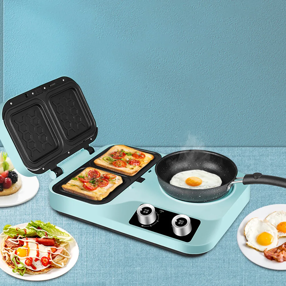 2025 New Multifunctional Waffle Maker Breakfast Machine Sandwich Maker Small Household Waffle Toast Bread Making Machine