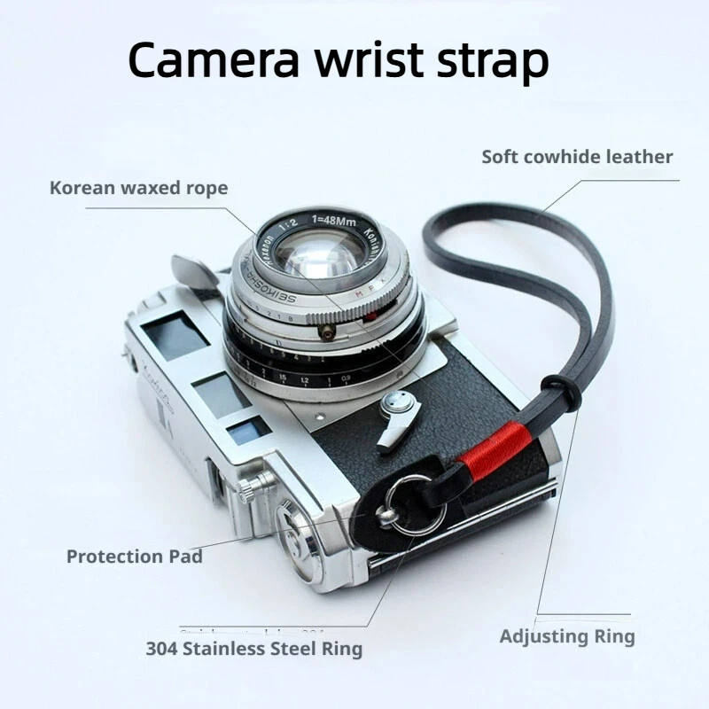Genuine Leather Soft Comfortable Handmade Camera Wrist Strap for Ricoh GR2 GR3 GR3x Sony ZV1 Canon G7X DJI Fuji Anti-Fall Rope