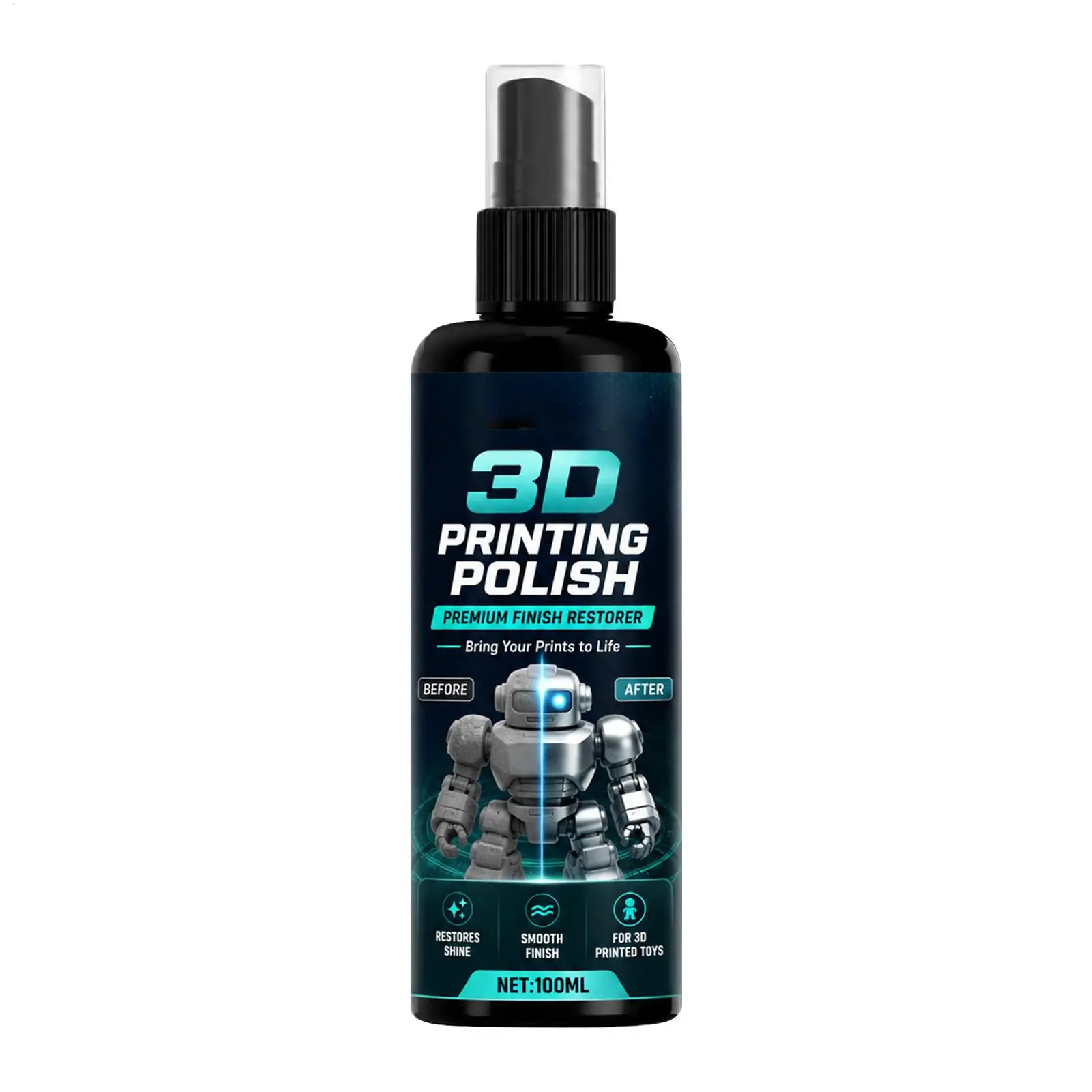 3D Print Polishing Spray 100ml Gloss Enhancer forPLA PETG ABS Models, Miniatures & Props, Easy Surface Shine Finishing