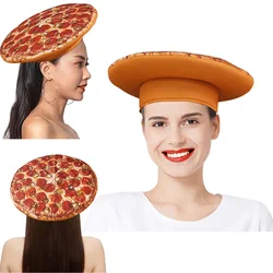 Food Pizza Cosplay Printed Hat Costume Accessories Adult Disguise Roleplay Headgaer Cap Halloween Unisex Women Men Suit Props