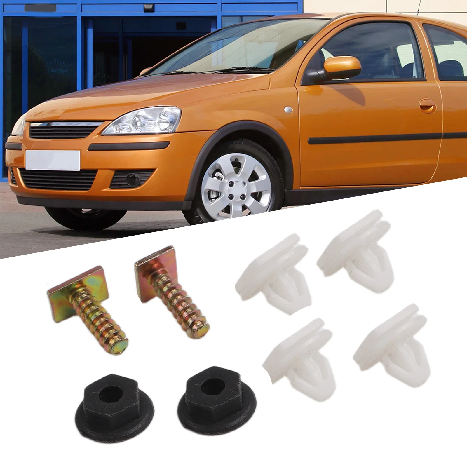 

Wheel Trim Fastener Clips White 2* Metal Screws 2* Plastic Nuts 8pc Arch Black Bolt For Vauxhall Corsa Nut 4*Plastic White Clips