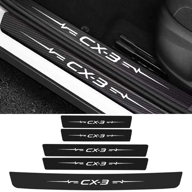 Car Door Edge Guards Door Sill Protector Carbon Fiber Stickers For Mazda CX3 Auto Trunk Sill Anti Scratch Mouldings Strip