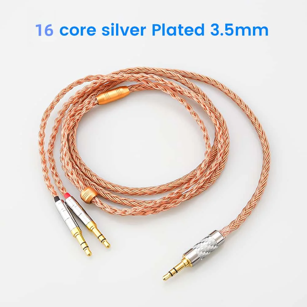HiFI 16core OCC Silver Plate XLR/2.5/4.4mm Balance Earphone to 2x3.5mm Headphone Upgraded Cable for he400i he400s HE560 Hifiman