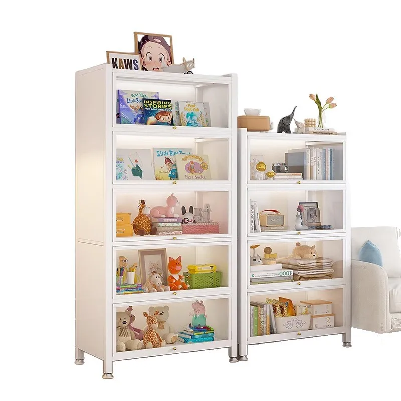 

Steel glass door bookcase, dust-proof figure display cabinet, household floor-to-ceiling iron storage