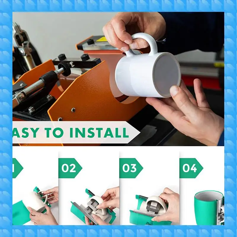 ETRT 6 Pieces 3D Sublimation Silicone Mug Wrap, With 6 Rolls 33 M Heat Transfer Tape For Printing Mugs Transfer Machine