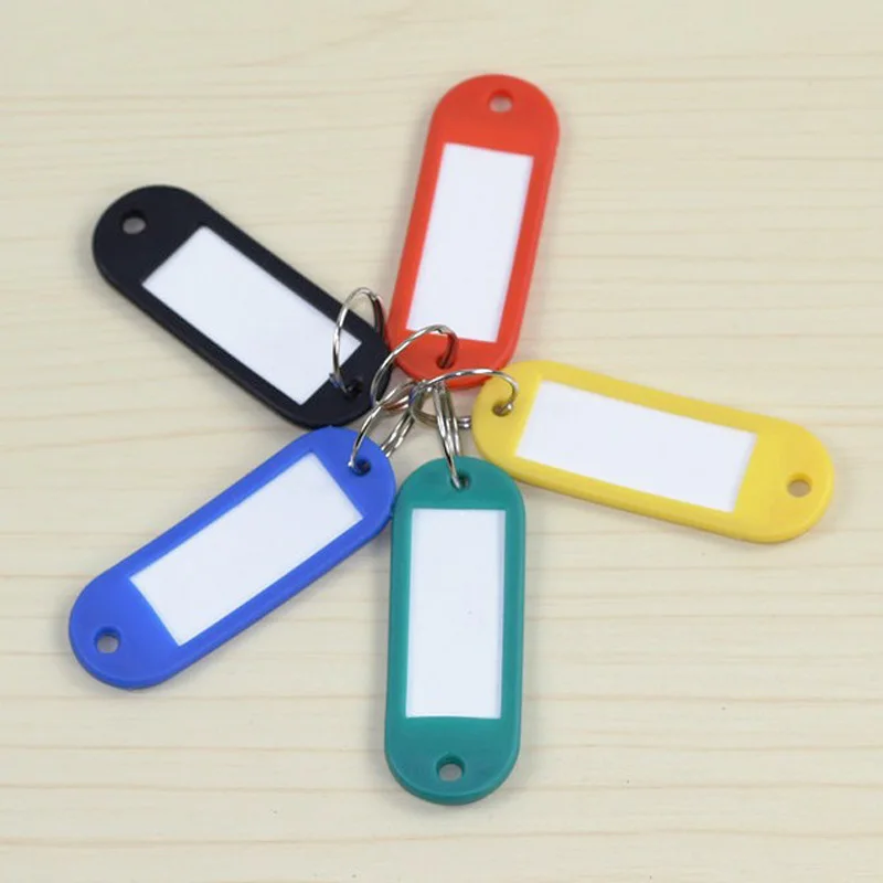 60 Pcs ID Badge Holder Plastic Keychain Key Fobs Name Plate Luggage Id Label Name Cards Tags School Bag Accessories Holder Card