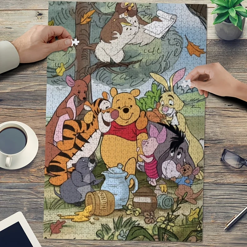 

1000pcs Disney Winnie the Pooh Family Photo Poster and Puzzle | Thick Cardboard Seamless Puzzle, Ideal for Adult Family, Perfe