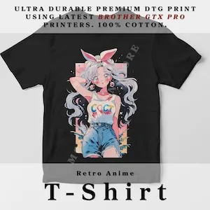 T-Shirt 90s Cute Anime Girl – 80s 00s Retro Kawaii Otaku Gift