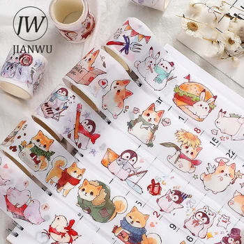 JIANWU 200 سنتيمتر لطيف الحيوانات الصغيرة مجلة الديكور اشي الشريط Kawaii القرطاسية ملصقات المواد DIY بها بنفسك سكرابوكينغ اخفاء أشرطة