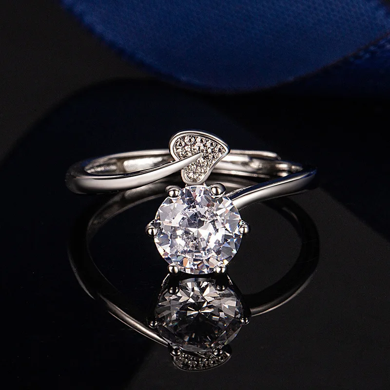 Fashionable Six-Pronged One-Carat Classic Women's Ring Direct Sale Moissanite Ring Cross-Border Live Stream Ring Geometric Shape