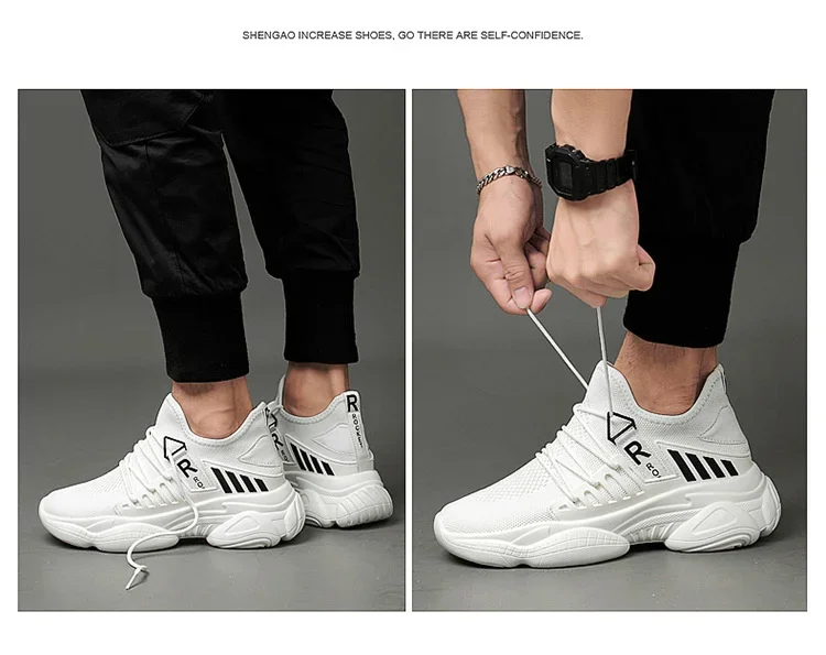 Herren-Schuhe mit verstecktem Absatz, atmungsaktive Sneaker, versteckte Absätze, erhältlich in den Höhen 8 cm und 6 cm, optional erhöhte Absatzhöhe, sportliche Schuhe für Männer, die größer wirken lassen. – Detail 15