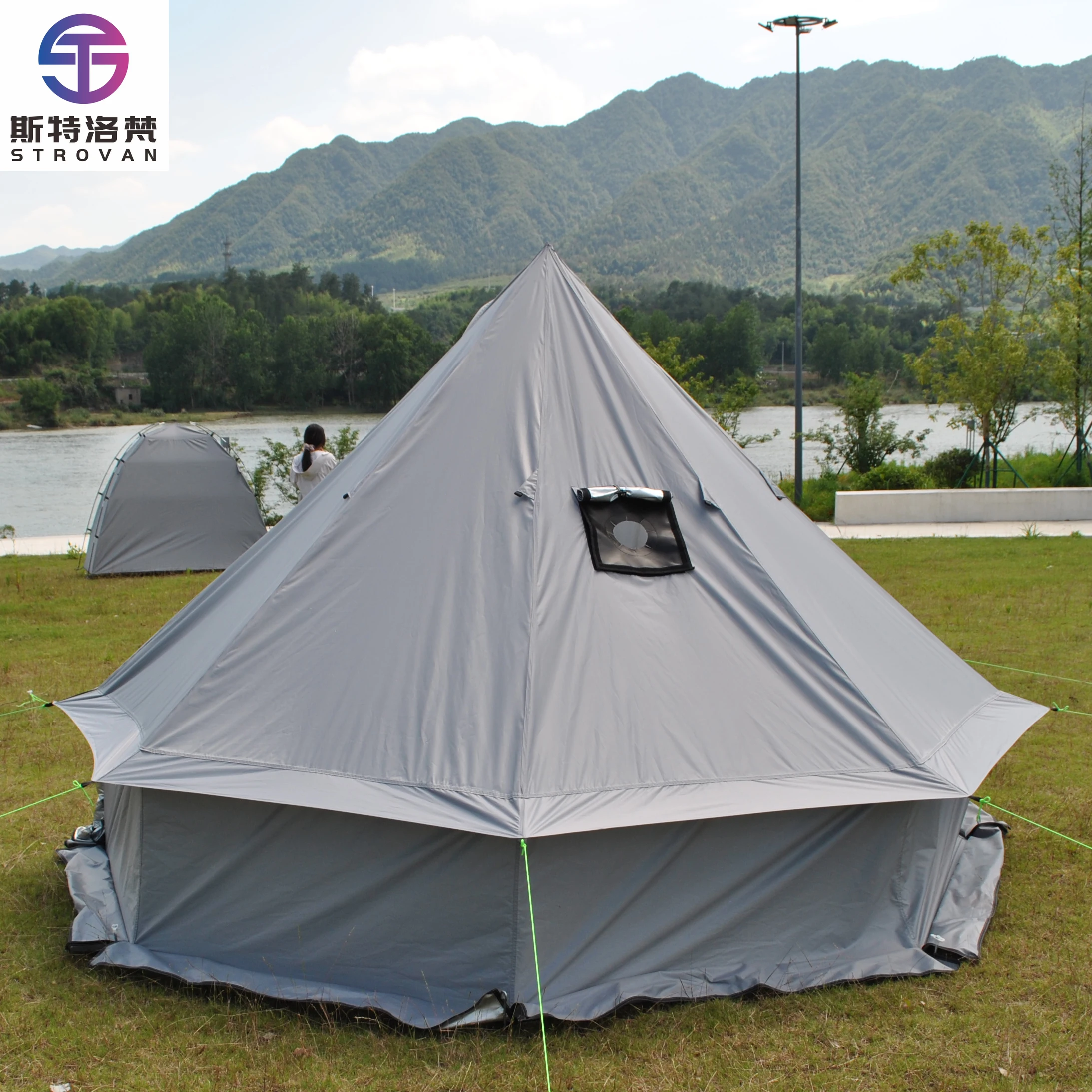 

STLF LZS Bell Yurt Tent, Waterproof 4 Season Hot Tent with Stove Jack for Family Outdoor Camping Tent,Glamping Tent for All Year