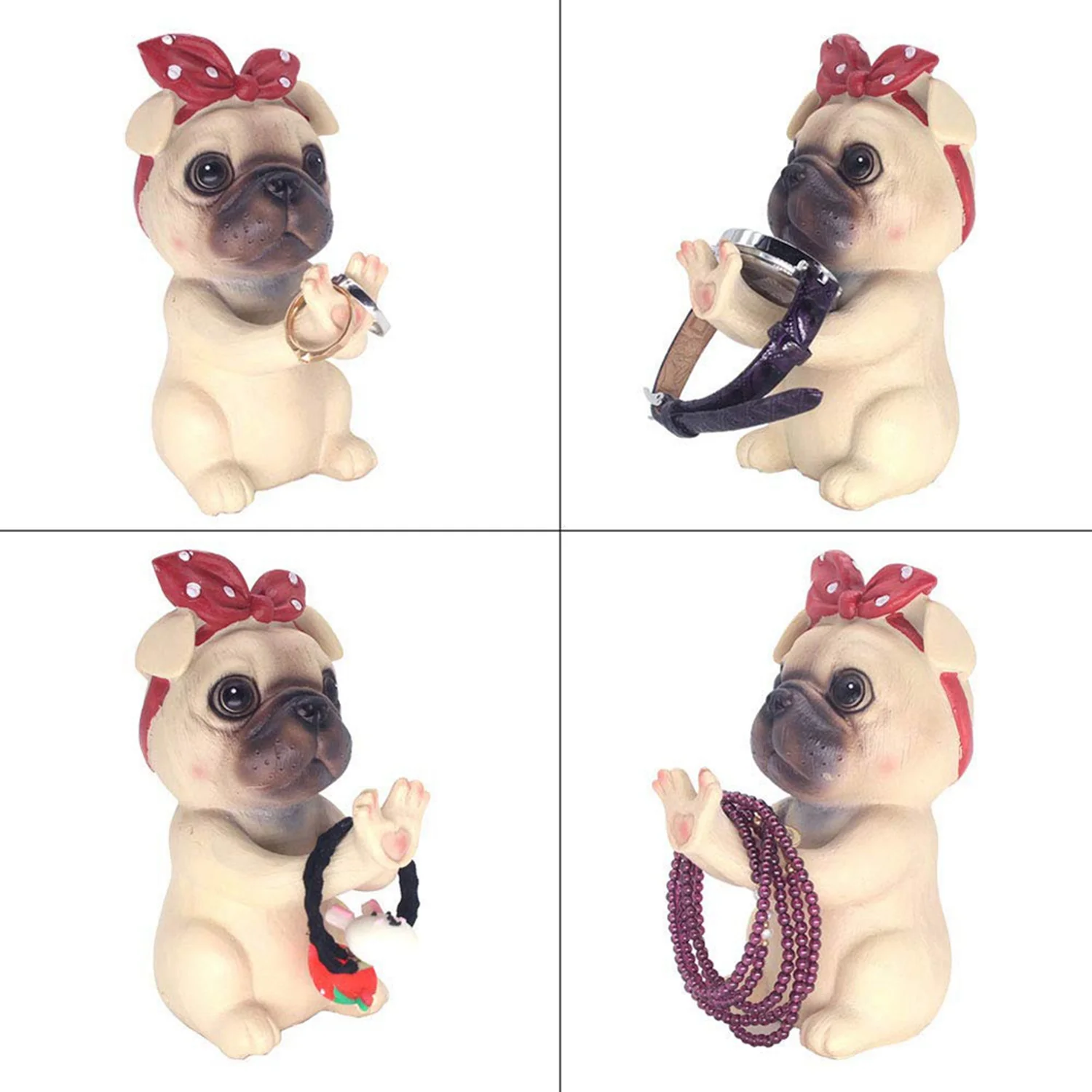 

Y42A-2 Pcs Puppy Dog Glasses Holder Stand Eyeglass Retainers Sunglasses Display Cute Animal Design Gift, Bulldog & Pug