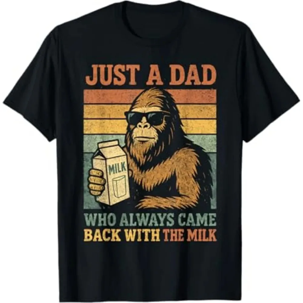 

2025 Just A Dad Who Always Came Back With The Milk Short Sleeved Round Neck Y2k Tshirt Men Clothing in Top & Tees Mens T-Shirt