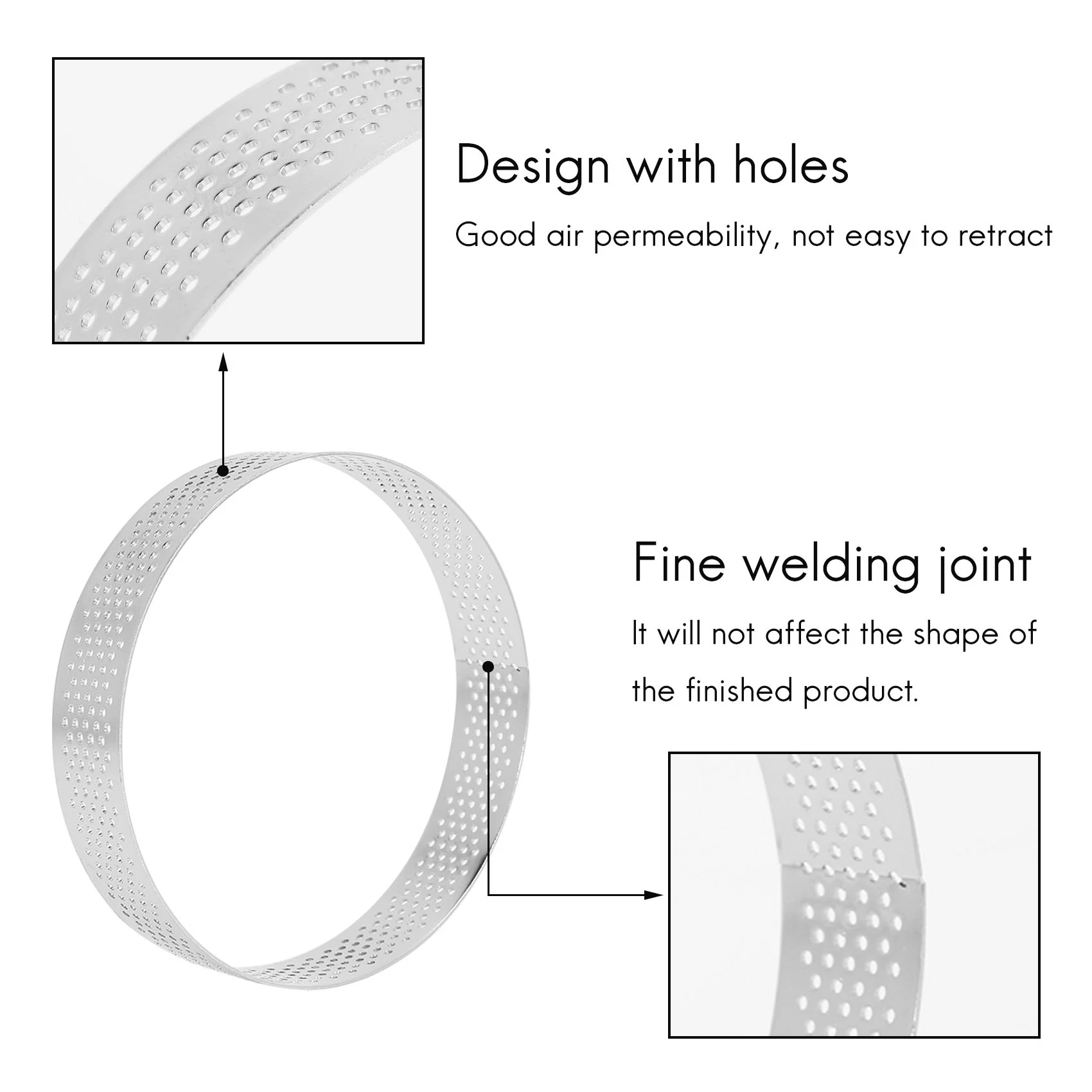 4 Pcs Circular Porous Tart Ring Bottom Tower Pie Cake Mould Baking Tools Heat-Resistant Perforated Cake Mousse Ring,10cm image 5